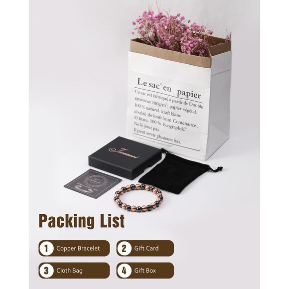 Stylish 99.99% Copper Magnetic Bracelet with Elegant Pouch - Wellness Gift - Picture 6 of 6